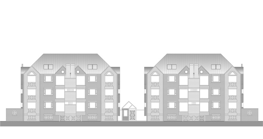 Fachada Norte :: Proyecto Los Bugambiles | Diseño: Daniel Winograd y Luis Jorge Perry